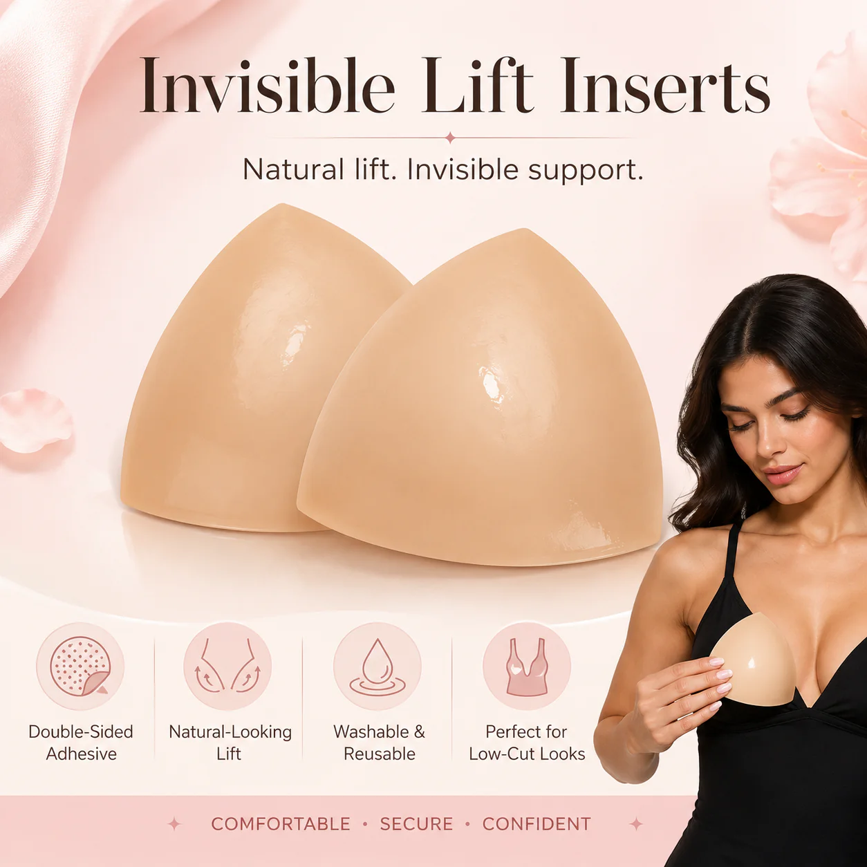 ๐งฉLast Day 50% OFF๐งฉ-- Invisible Lift - Patented Sticky Fashion Bra Inserts Prevents Nipple Slips No Sewing Required Low Cut Tops Womenswear