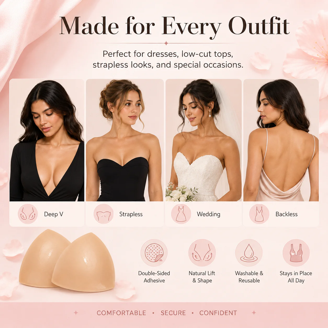 ๐งฉLast Day 50% OFF๐งฉ-- Invisible Lift - Patented Sticky Fashion Bra Inserts Prevents Nipple Slips No Sewing Required Low Cut Tops Womenswear - Image 4